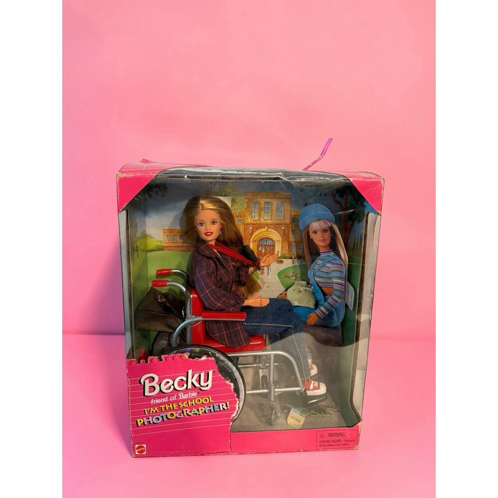 1998 Mattel Barbie Becky I'm The School Photographer Doll NRFB 20202